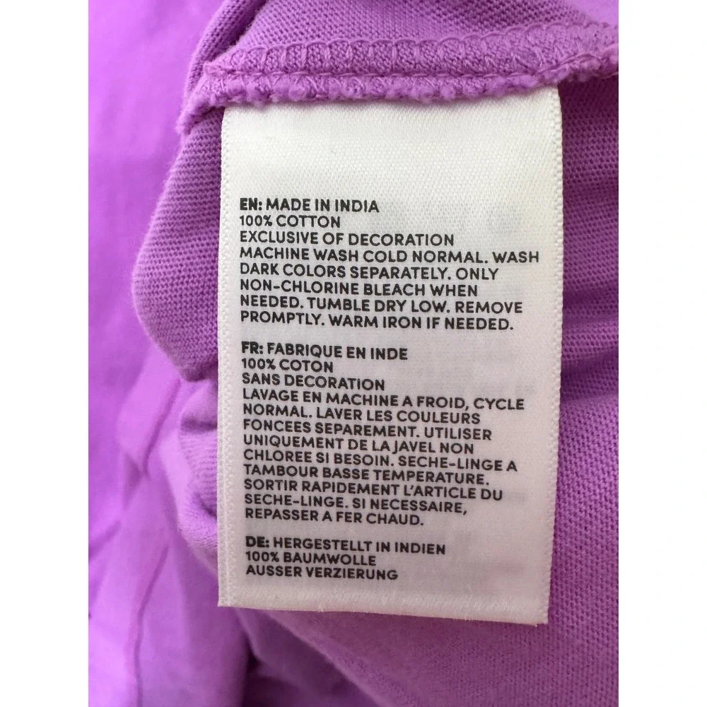 Lands End Women Purple Cotton Soutache Split Neck Sleeveless Shift Dress L 14-16